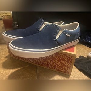 Size 13 Blue Suede Slip On Vans